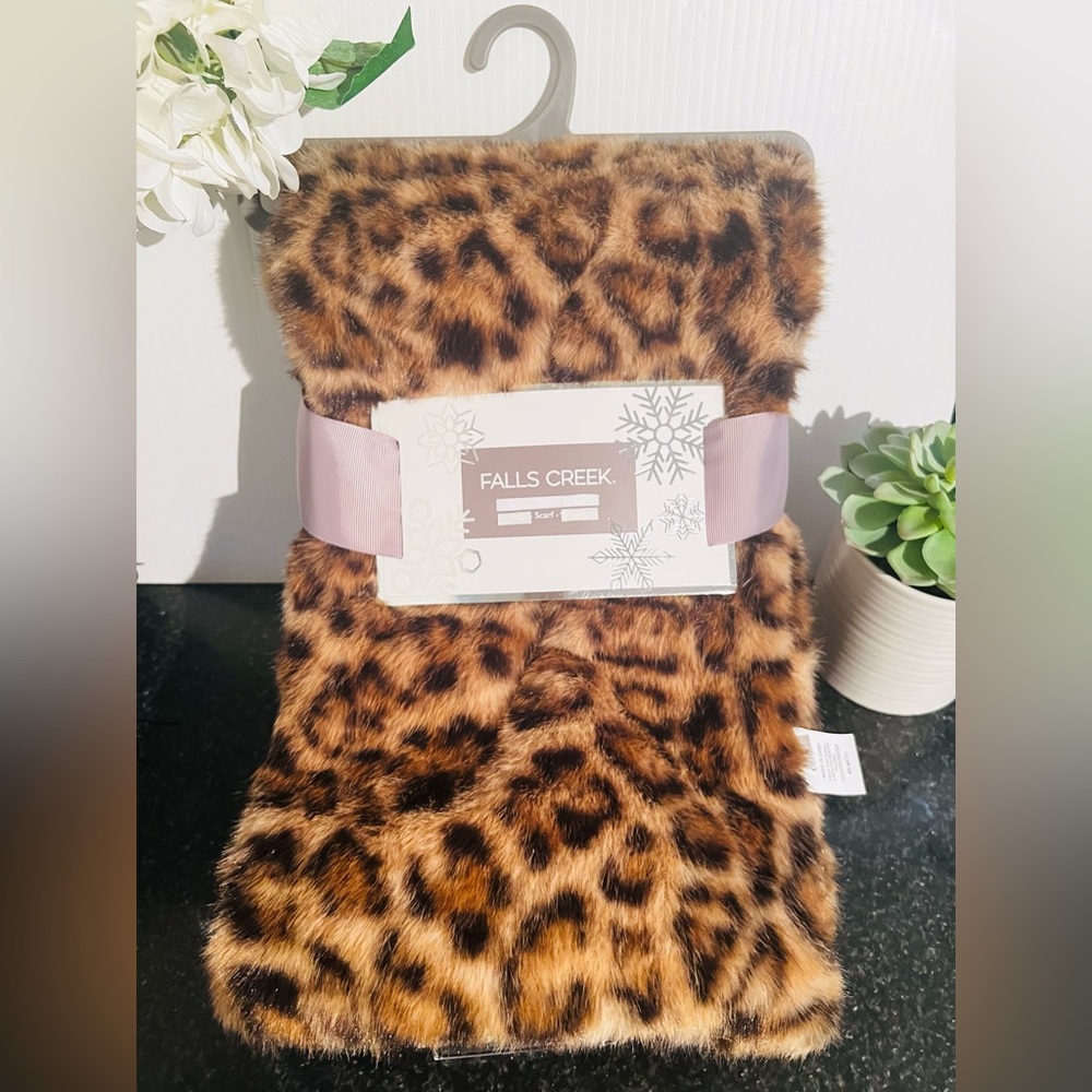 Falls Creek Brown Leopard Print Scarf  New